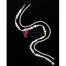 Accesoriu pentru par cu clips PRL01CC cu 2 siraguri de perlute albe